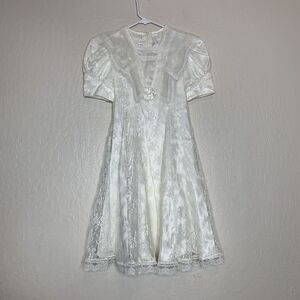 Vintage Jessica McClintock Girl's White Lace Victorian Style Dress